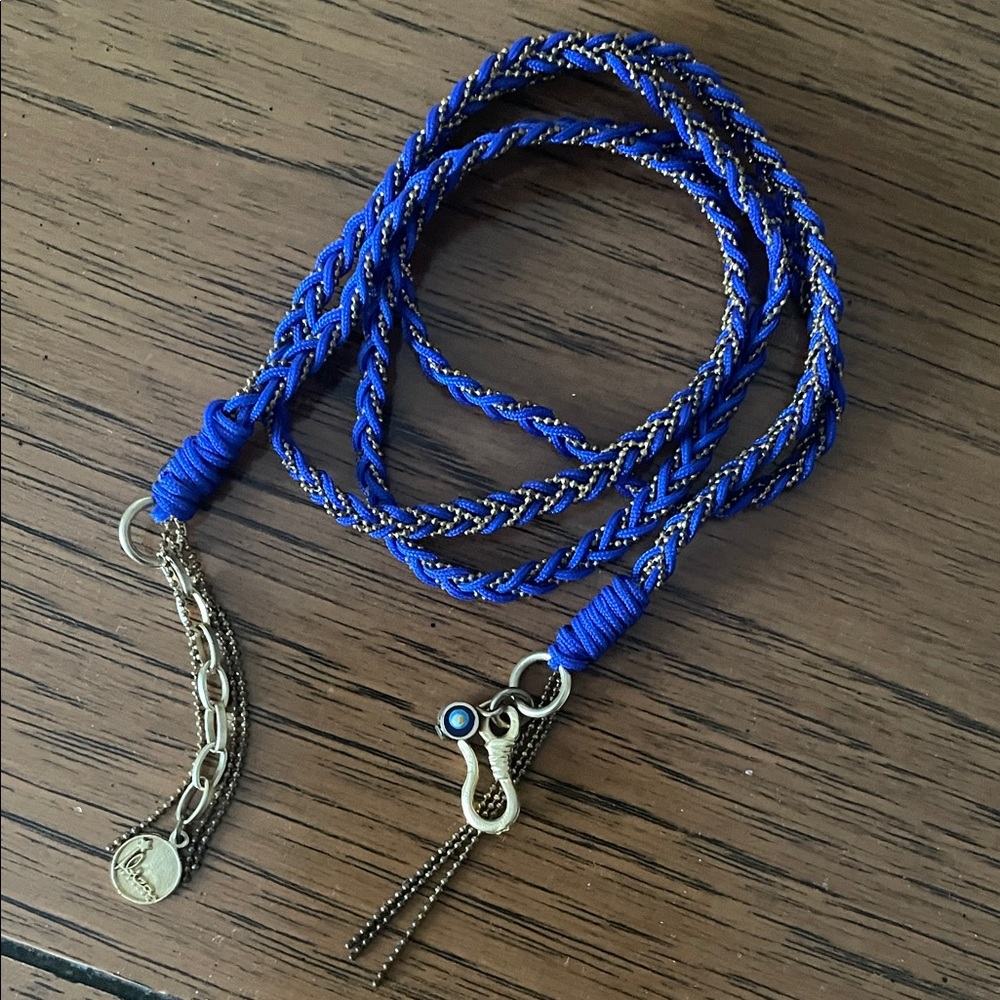 Ibiza Blue and Gold Braided Wrap Bracelet